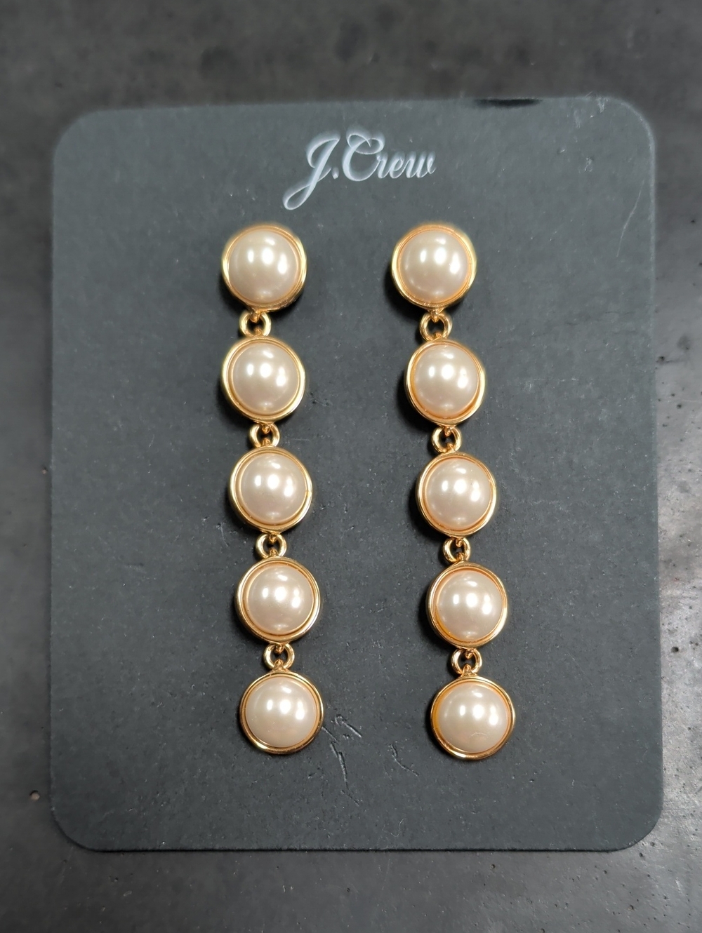 J. Crew AK817 Gold & Pearl Drop Earrings - Ivory Pearls NWT